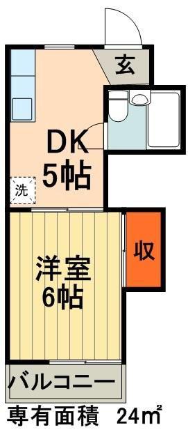 ア・ピース市川(1DK/2階)の間取り写真