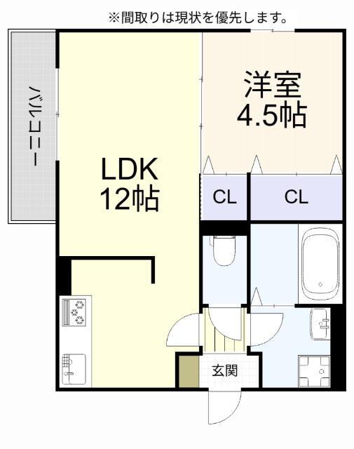 LEAFULL(1LDK/3階)の間取り写真