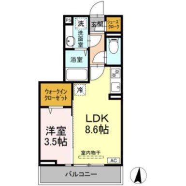 AMABILIS(1LDK/2階)の間取り写真