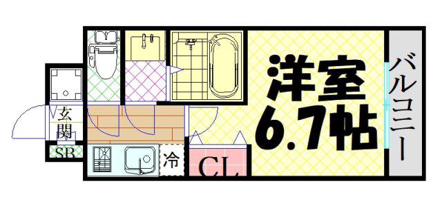 エスリード大阪フェリス(1K/3階)の間取り写真