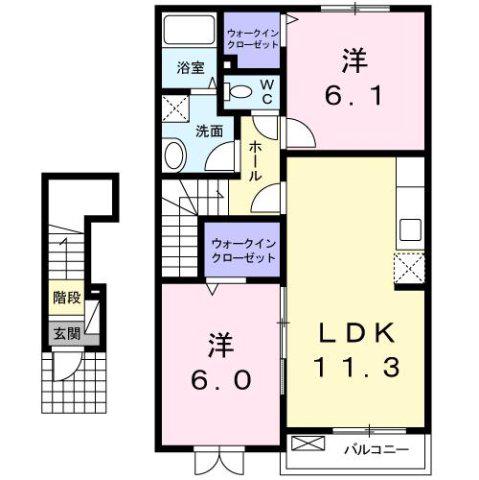 セレブリティC(2LDK/2階)の間取り写真
