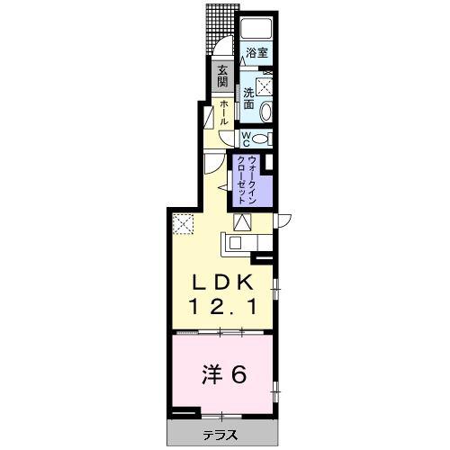 ＪＲ総武本線 四街道駅 バス乗車時間：5分 最寄りバス停で下車 徒歩7分 2階建 築10年(1LDK/1階)の間取り写真