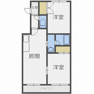 タカラメゾン月寒東(2LDK/1階)の間取り写真