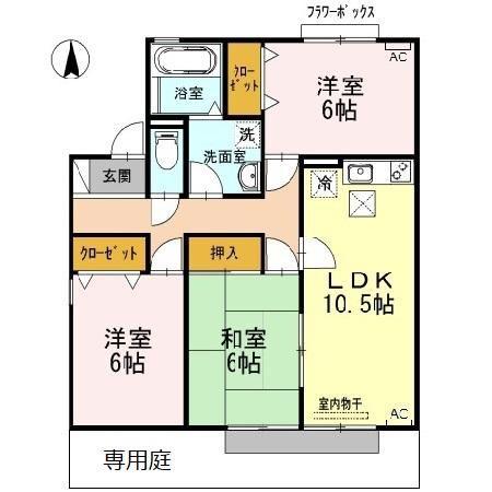 ソシアパートIII(3LDK/1階)の間取り写真