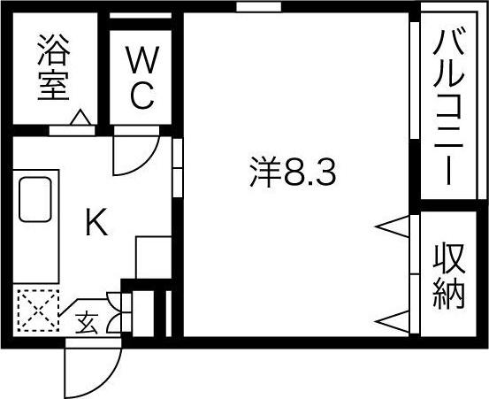 VILLA桜本町(1K/2階)の間取り写真