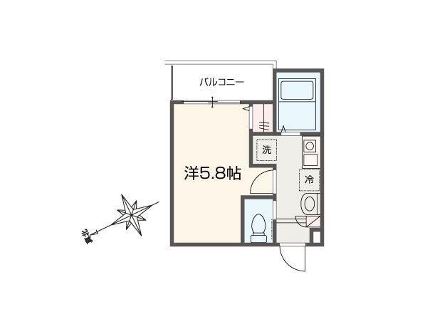 MELLAS鳩ヶ谷II(1K/2階)の間取り写真