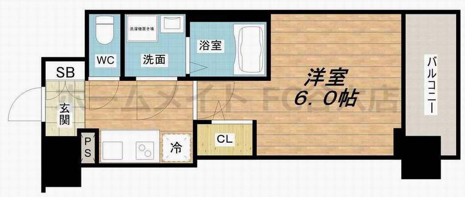 エスリード大阪城南グランデュクス(1K/2階)の間取り写真