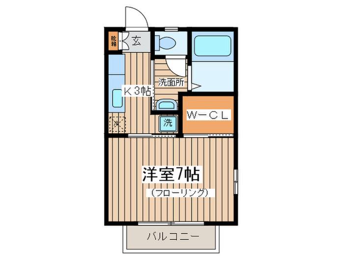 モンフレール(1K/1階)の間取り写真