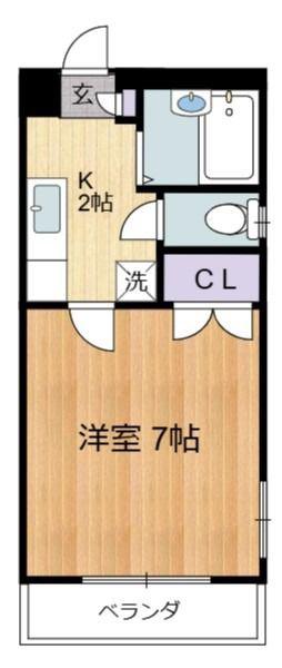 アステラス烏山(1K/2階)の間取り写真