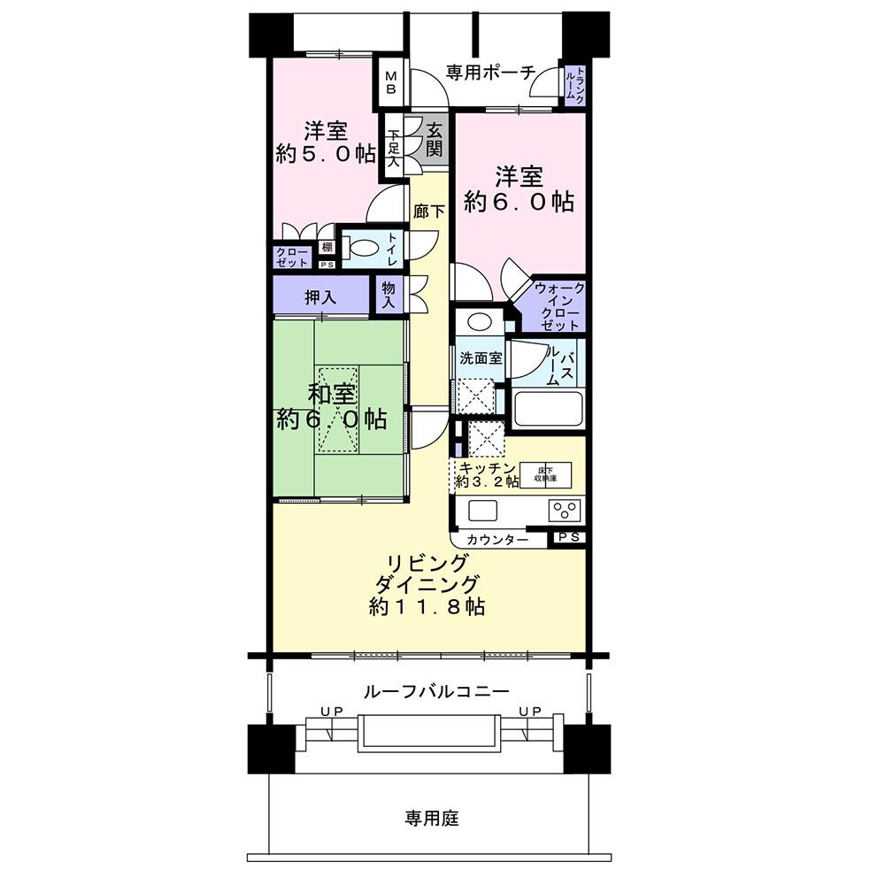 グランアルト豊洲(3LDK/2階)の間取り写真
