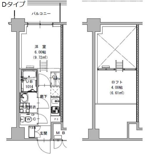 S-RESIDENCE植田ASOLEA(1K/14階)の間取り写真