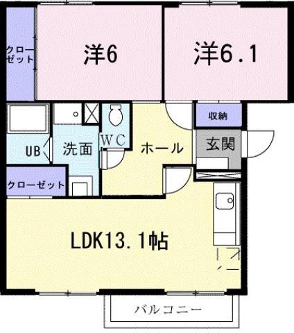 ユーメゾン内浜(2LDK/2階)の間取り写真