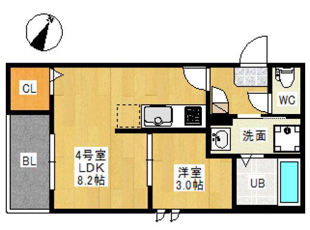 REGALEST 中須(1LDK/3階)の間取り写真