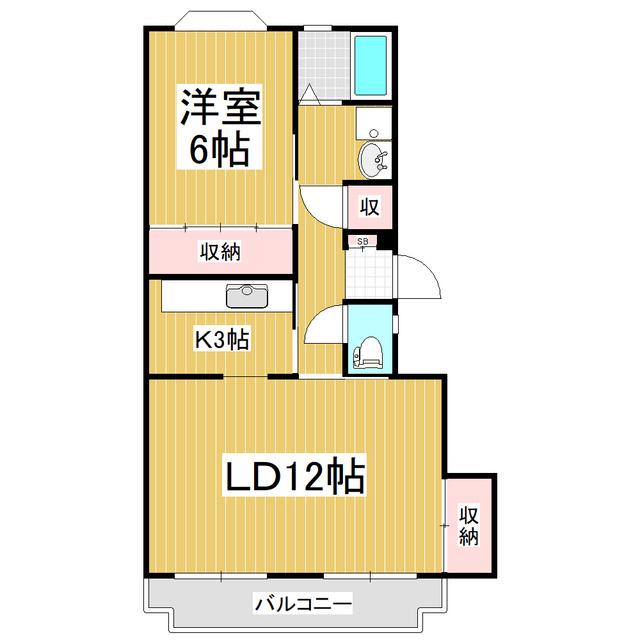 ハイツ岡田(1LDK/3階)の間取り写真