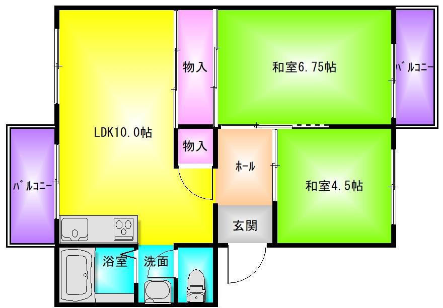 フラワリータウン志紀(2LDK/3階)の間取り写真