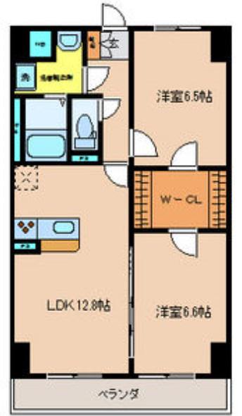 グラースリオ(2LDK/9階)の間取り写真