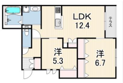 平松6丁目へーベルメゾン(2LDK/1階)の間取り写真