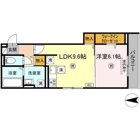 タウン清心(1LDK/1階)の間取り写真