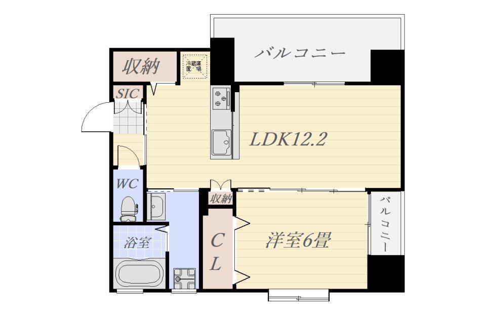 コーラル中央(1LDK/3階)の間取り写真