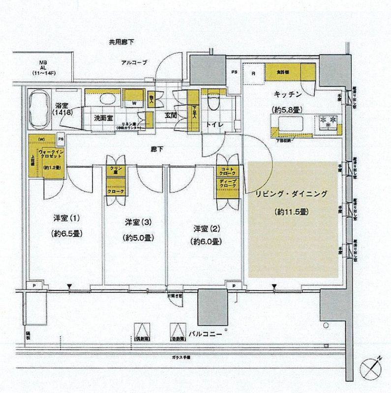 HARUMI FLAG SUN VILLAGE D棟(3LDK/4階)の間取り写真