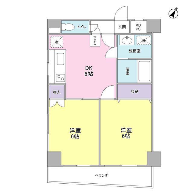 アスカルカーサ(2DK/10階)の間取り写真