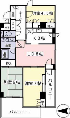 プラージュ仙川(3LDK/2階)の間取り写真