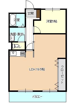 FLAT新潟駅南サウス(1LDK/1階)の間取り写真
