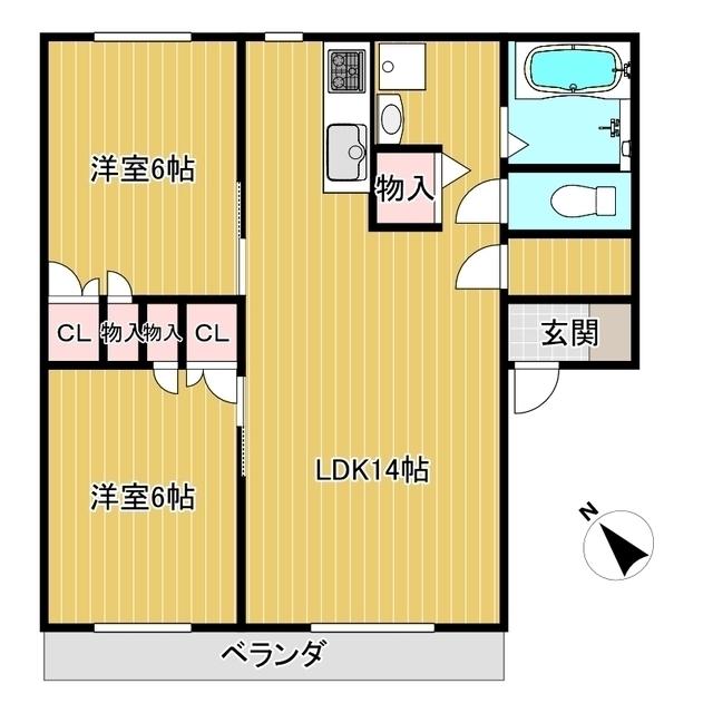 シャルマンヴィーC・D棟(2LDK/1階)の間取り写真