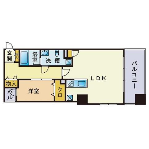 福岡花村ビル(1LDK/8階)の間取り写真