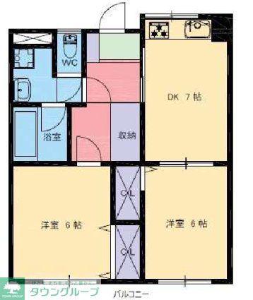 SKハイツ芝新町(2DK/8階)の間取り写真