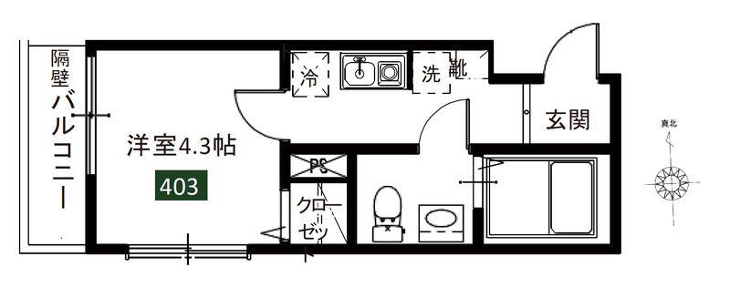 メルディア北綾瀬II(1K/4階)の間取り写真