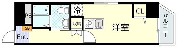 シャンボール門前仲町(ワンルーム/4階)の間取り写真