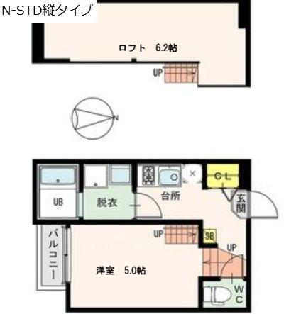 ジェルム旭ヶ丘(1K/1階)の間取り写真