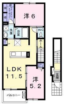 トロワ エスポワール(2LDK/2階)の間取り写真
