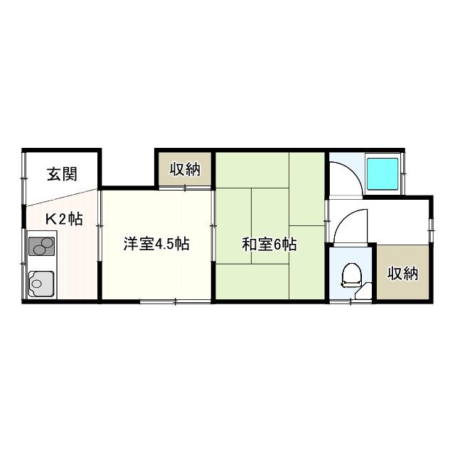 コンフォルト寝屋川(2K/2階)の間取り写真