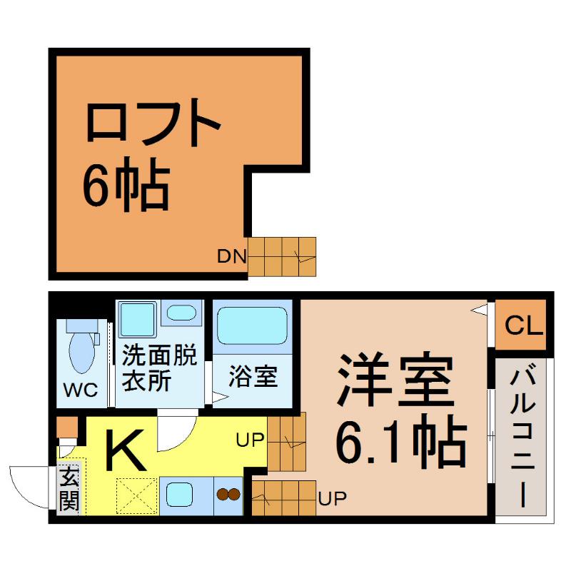 HALFLATS(1K/1階)の間取り写真
