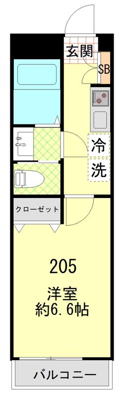 スピカハイツ弘明寺(1K/2階)の間取り写真