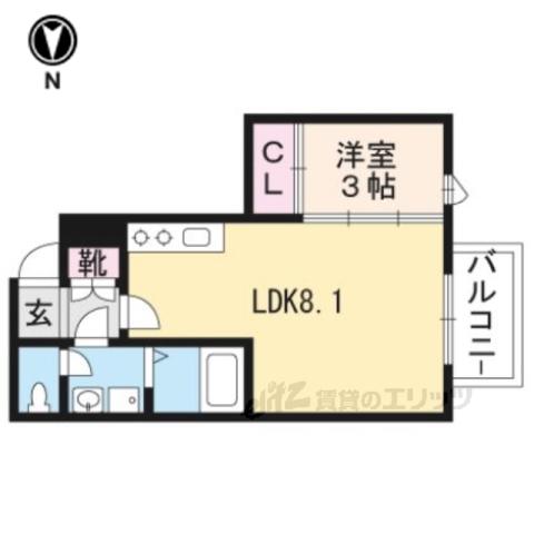 ル・トゥルヌソル(1LDK/2階)の間取り写真