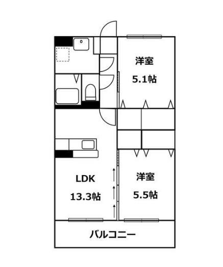 ゼニス森町(2LDK/3階)の間取り写真