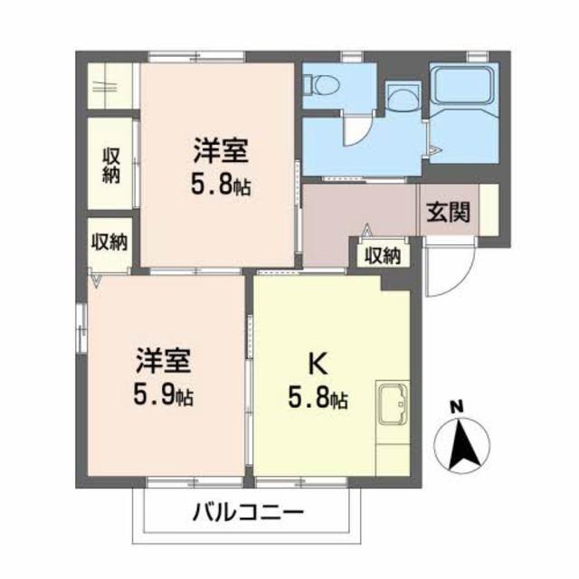 グランパルモB(2K/1階)の間取り写真