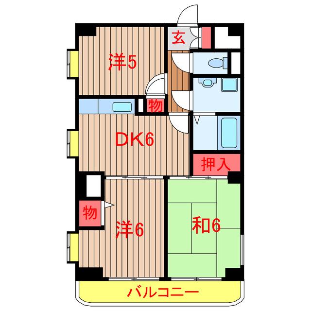 グランディオ・ウエノ(3DK/4階)の間取り写真