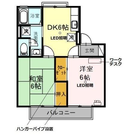 タウンコート鶴ヶ島(2DK/2階)の間取り写真