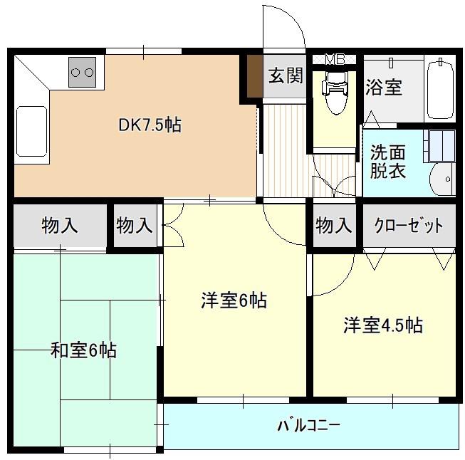 アージュ今泉(3DK/3階)の間取り写真