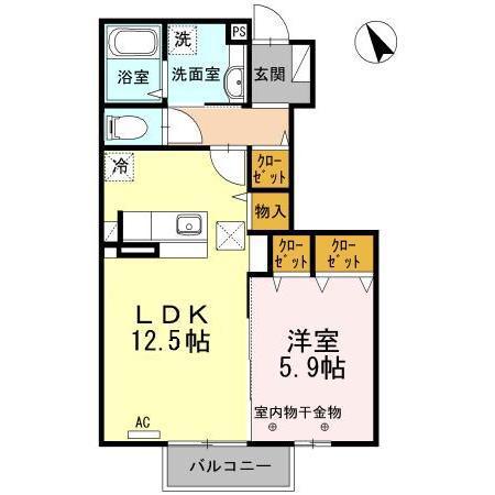 メルベーユ東中野II(1LDK/1階)の間取り写真