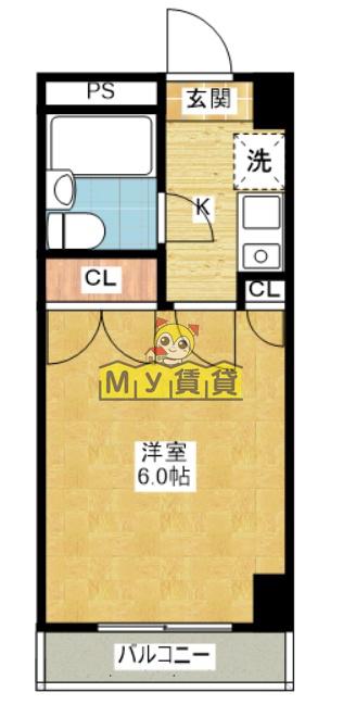岩井橋ロイヤルハイツ(1K/3階)の間取り写真