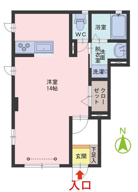 ソラーナ月見(ワンルーム/1階)の間取り写真