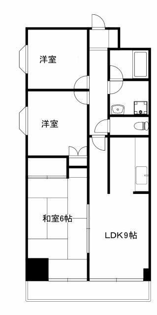 フラットフォーレスト(3LDK/2階)の間取り写真