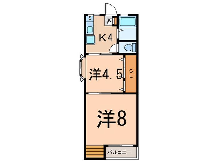 タウンハウス(2K/3階)の間取り写真