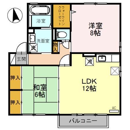 サンクレスト陽明 B(2LDK/1階)の間取り写真