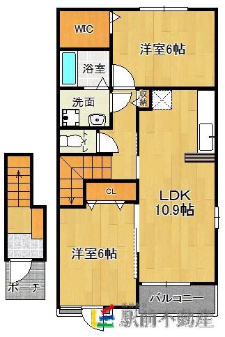 桜ガルデンII(2LDK/2階)の間取り写真